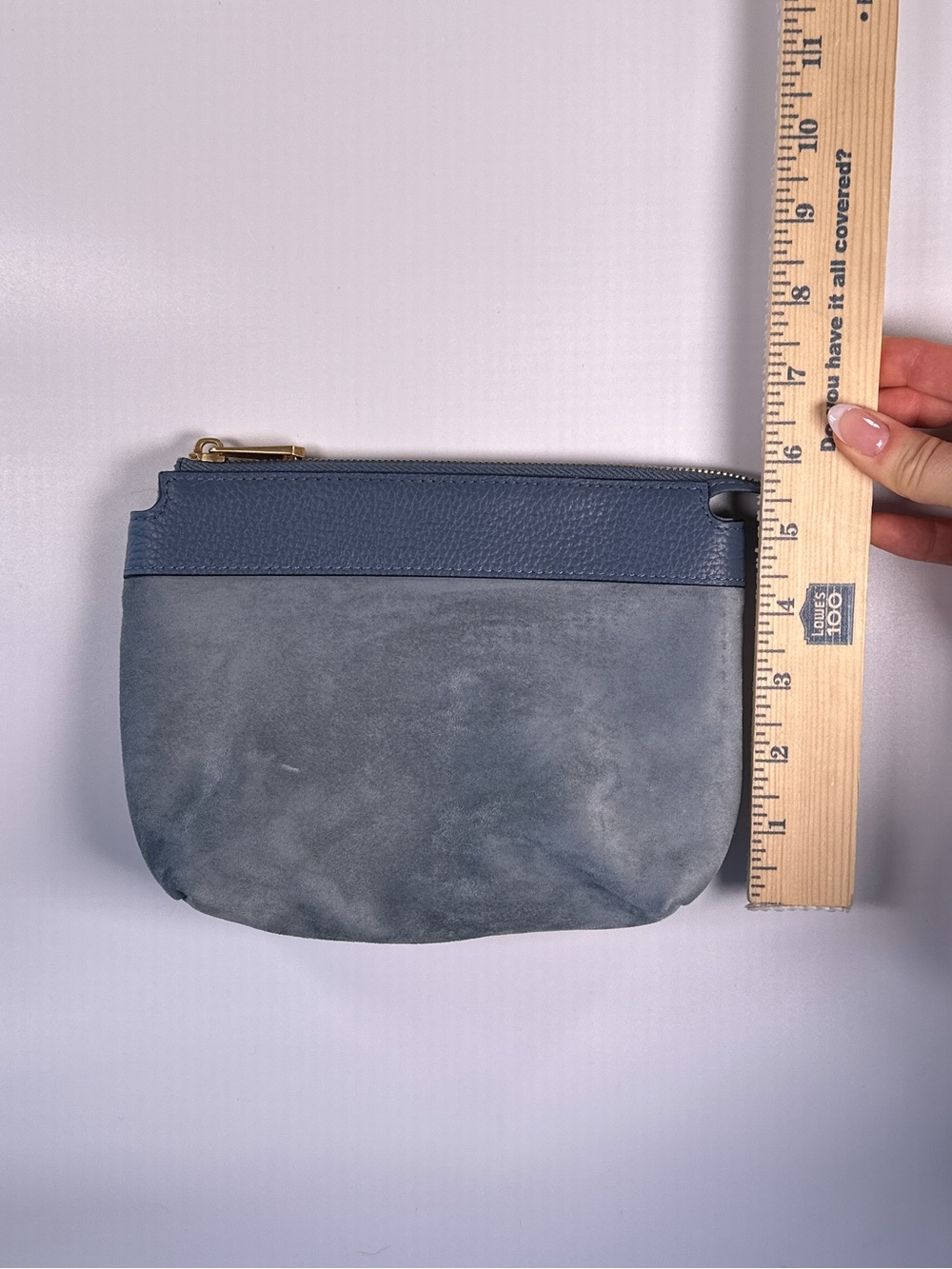 Smaak Amsterdam Coin Purse Cosmetic Bag Suede Leather Blue OS - Picture 6 of 11